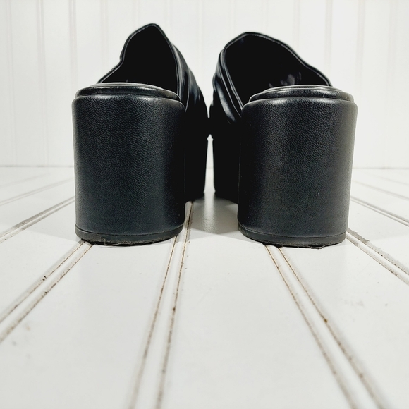 Marc Fisher Herald Black Leather Slip On Platform Wedge Sandals i815 - Picture 6 of 11